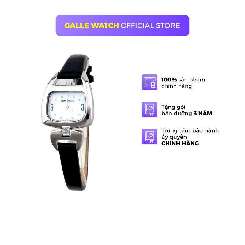 Đồng hồ Romanson Watch RN1206QL nữ mặt nhỏ đính đá kính chống xước máy Thụy Sĩ chống nước dây da cao cấp chính hãng