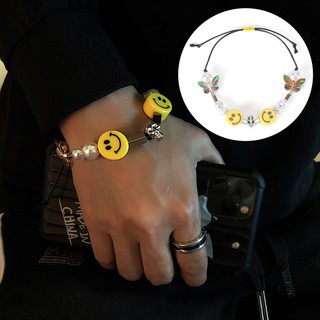 Vòng Tay Hình Mặt Cười Đính Ngọc Trai Phong Cách Hip Hop Cho Nữ