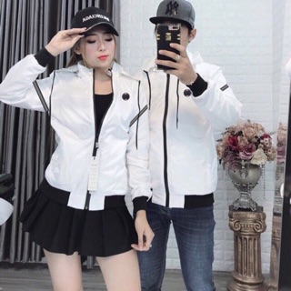 Áo khoác cặp đôi nam nữ dù in chữ hàng y hình có nhiều màu