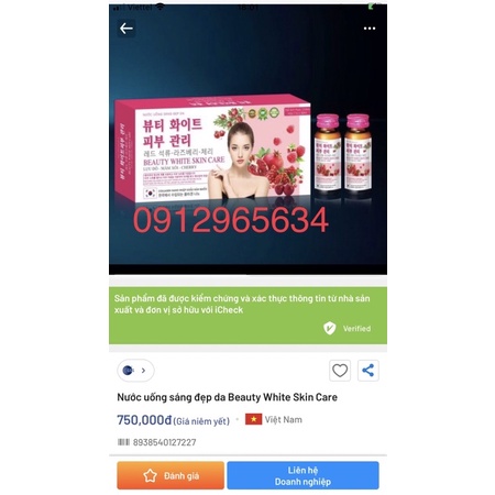 Nước uống Collagen nano beauty white skin care Lựu đỏ Mâm Xôi Cherry giúp da sáng mịn ngừa nám chống lão hoá da