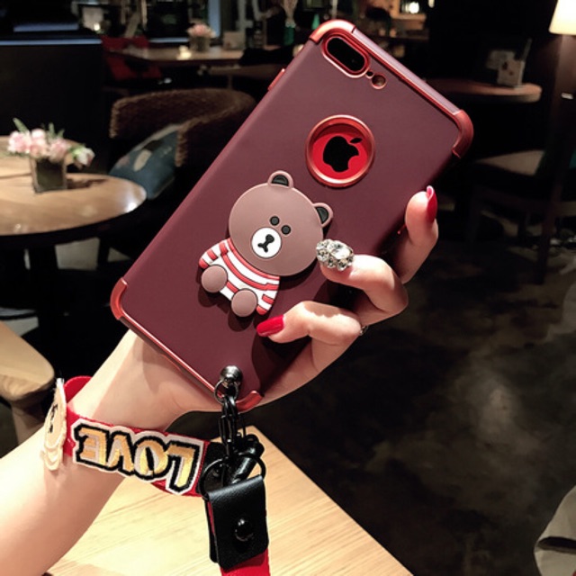 Ốp iPhone hình gấu kèm 2 dây ngắn và dài | BigBuy360 - bigbuy360.vn