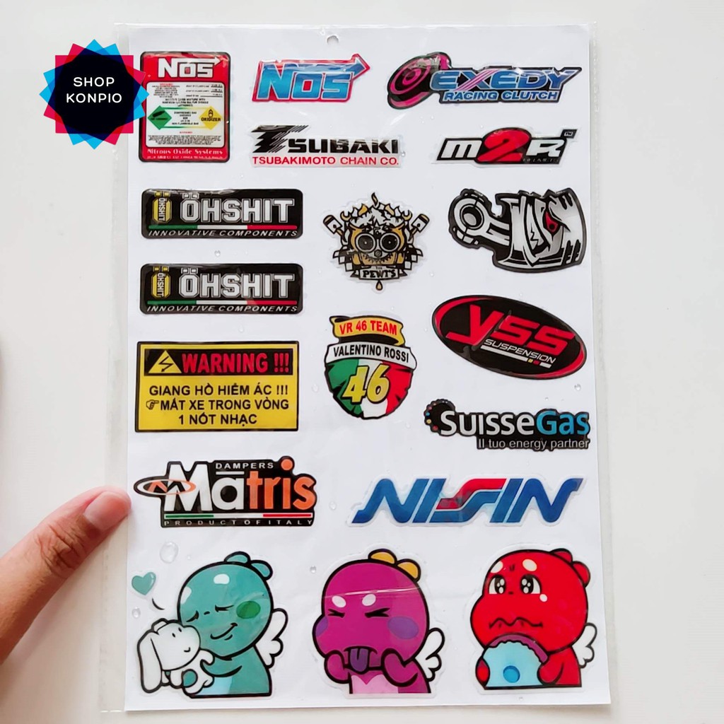 Bộ Tem Sticker Nisin Matris Yss Dập Nổi Cao Cấp Dán Xe Máy, Ô Tô, Mũ Bảo Hiểm, Chống Thấm Nước, Chống Bay Màu