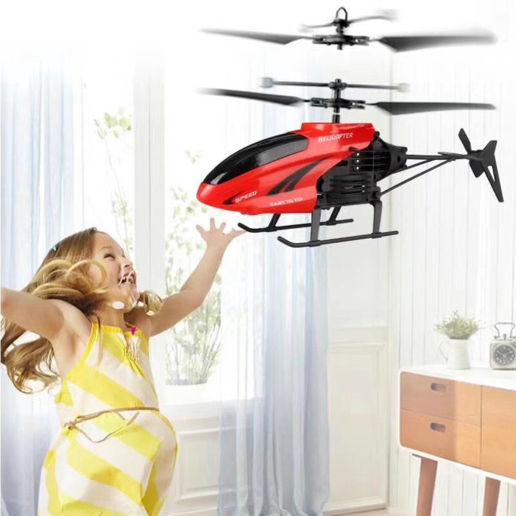 Máy bay trực thăng điều khiển từ xa đồ chơi trẻ em cảm ứng bằng tay có đèn LED mini Pin sạc siêu bền