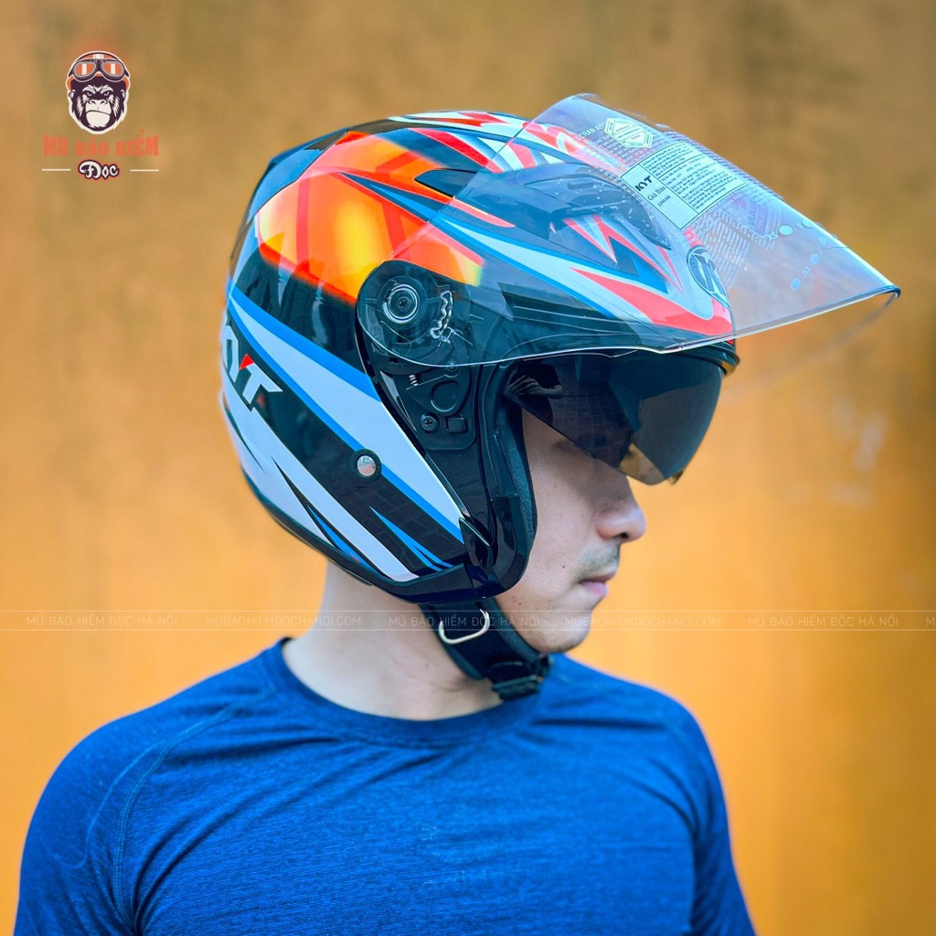 Mũ Bảo Hiểm 3/4 KYT VENOM AXEL BASANI – 2 Kính – Thể Thao, Cao Cấp