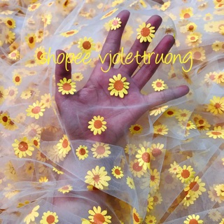 Sỉ vải cúc hoạ mi may cột tóc scrunchies 150cm x 100cm