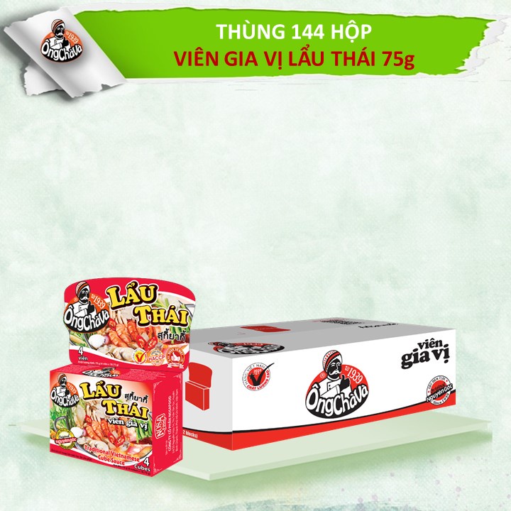 Thùng Viên Gia Vị Lẩu Thái 75gram Ông Chà Và (12 lốc/144 hộp/thùng) Thùng Siêu Tiết Kiệm Cho Quán Ăn Và Nhà Hàng