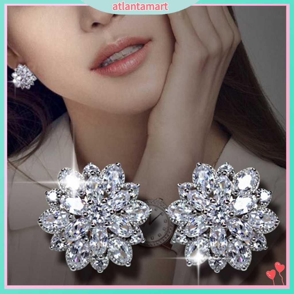 Bông tai đính đá zircon thiết kế thanh lịch cho cô dâu