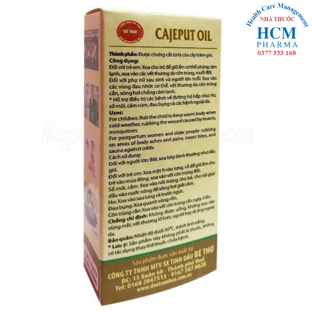 Tinh dầu tràm Huế nguyên chất cho Bé Thơ trẻ sơ sinh 50ml có tem chống hàng giả của nhà sản xuất HCM15