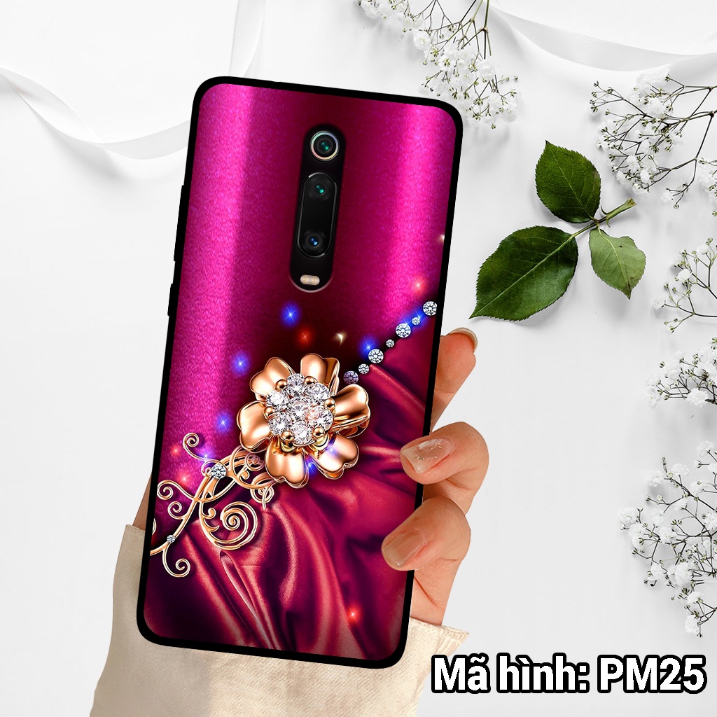 Ốp điện thoại XIAOMI K20/K30 in hình hoa,nữ tính sang trọng – lưng kính tráng gương viền dẻo
