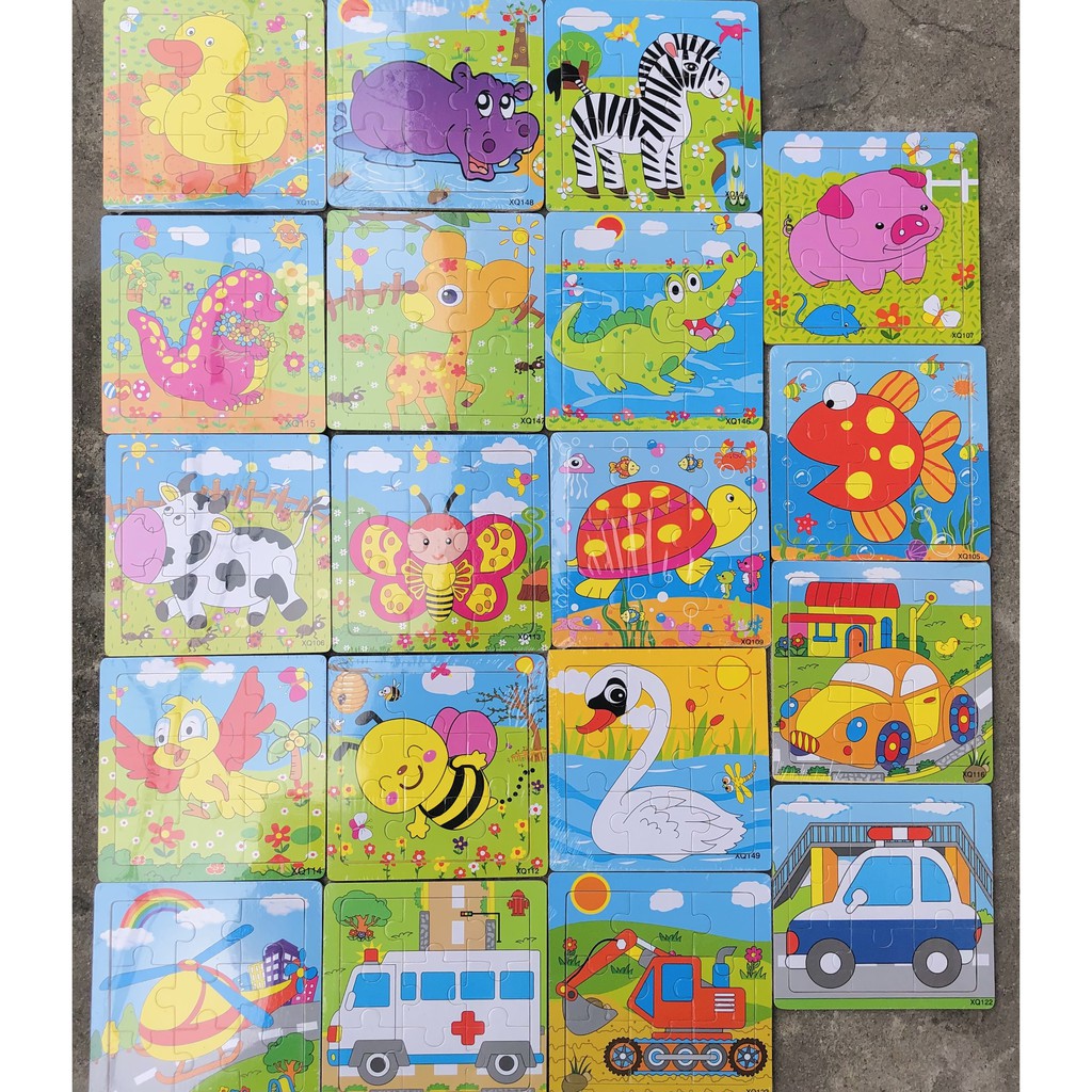 Bộ 5 Tranh Xếp Hình Phương Tiện Giao Thông Và Động Vật Ngộ Nghĩnh Đáng Yêu Dành Cho Bé