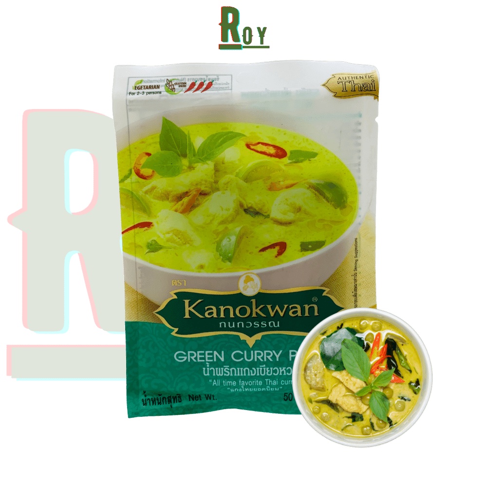 Sốt gia vị cà ri xanh hoàn chỉnh Kanokwan Thái Lan 500g น้ำพริกแกงเขียวหวาน