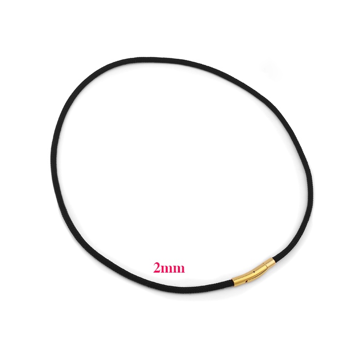 Dây chuyền nữ dù thái cao cấp màu đen 2mm khóa titan mạ vàng sang trọng đem lại vẻ đẹp cá tính cho người đeo