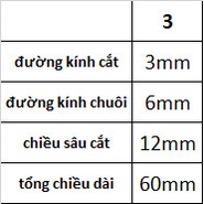 Mũi dao phay 3mm, 4 me cắt, chất liệu thép gió
