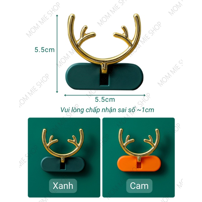 [MỚI] Vỉ 2 Móc treo phích cắm dán tường hình sừng hươu, móc treo trang trí, decor - J104