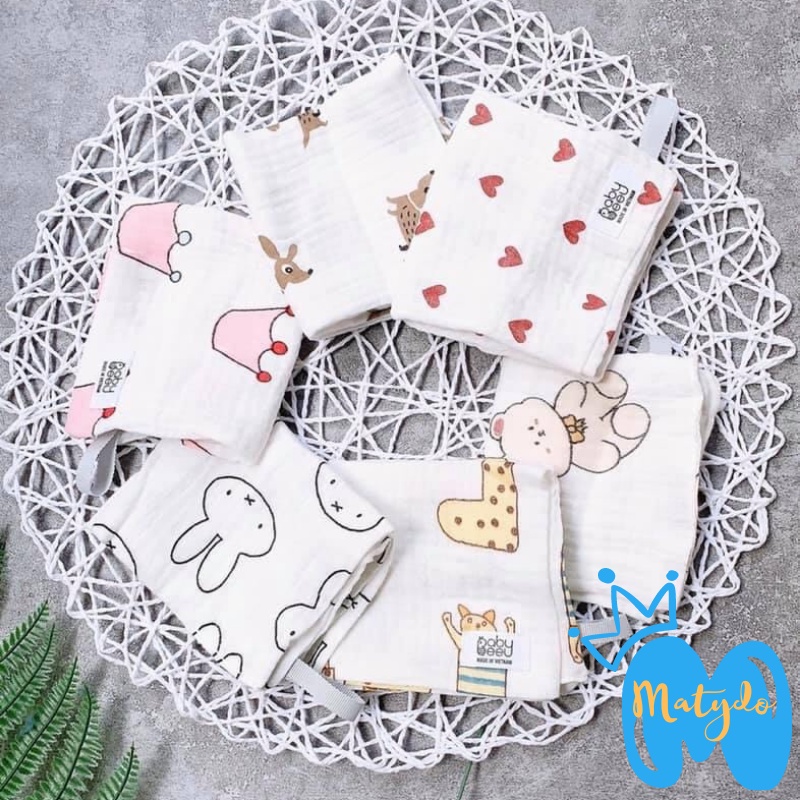 Khăn xô sữa cho bé 6 lớp cao cấp mềm mại thấm sữa rửa mặt lau mũi set 5 khăn Baby Bee