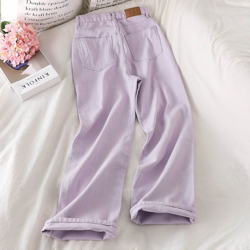Purple High Waisted Wide-Length Jeans Autumn/Winter New Arrivals For Women