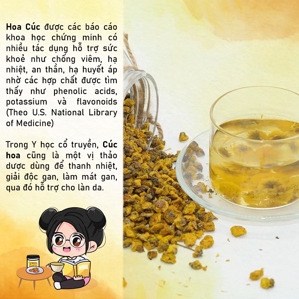 Trà hoa cúc Yumi hộp 75g, Trà cúc vàng tự nhiên