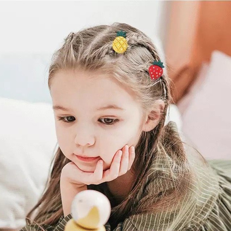 1 Hộp Dây Cột Tóc Cao Su Co Giãn Hình Trái Cây/ Động Vật Dễ Thương Cho Bé Gái