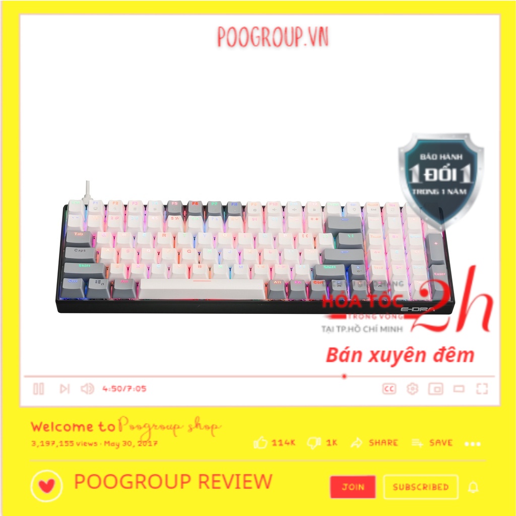 Bàn phím cơ Edra EK396 LED RGB ( Blue /Brown /Red Switch Huano)