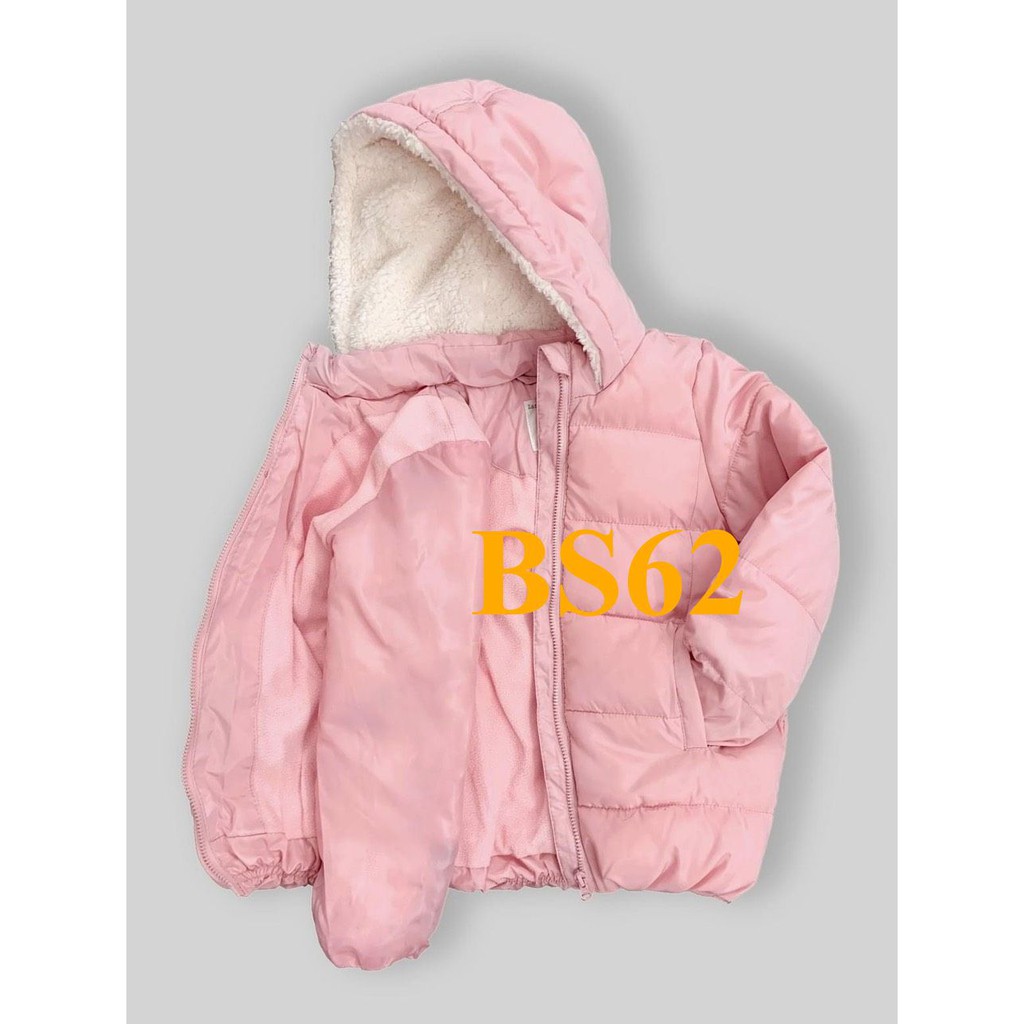 Mã BS62: Áo Khoác Phao siêu Nhẹ Mũ Lót LÔNG CỪU bé gái. VN xuất xịn