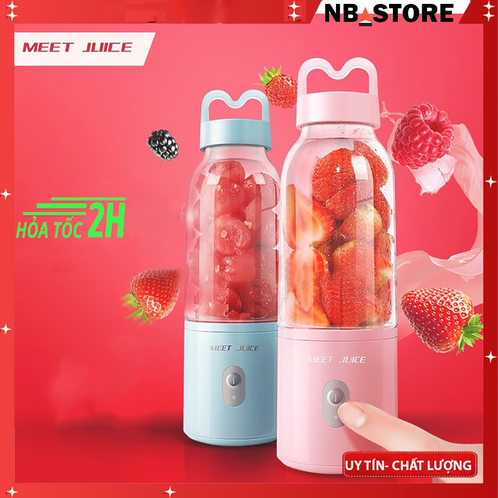 Máy Xay Sinh Tố Cầm Tay Meet Juice Dung Tích 500ml Bền Đẹp Có Quai Xách Tiện Dụng