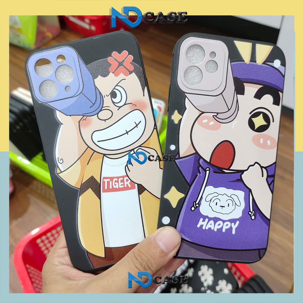 Ốp lưng iPhone Shin cậu bé bút chì cạnh viền vuông silicon dẻo bảo vệ camera cho 6s/7/8/X/XR/XS/11/12/13/14 Pro Plus Max