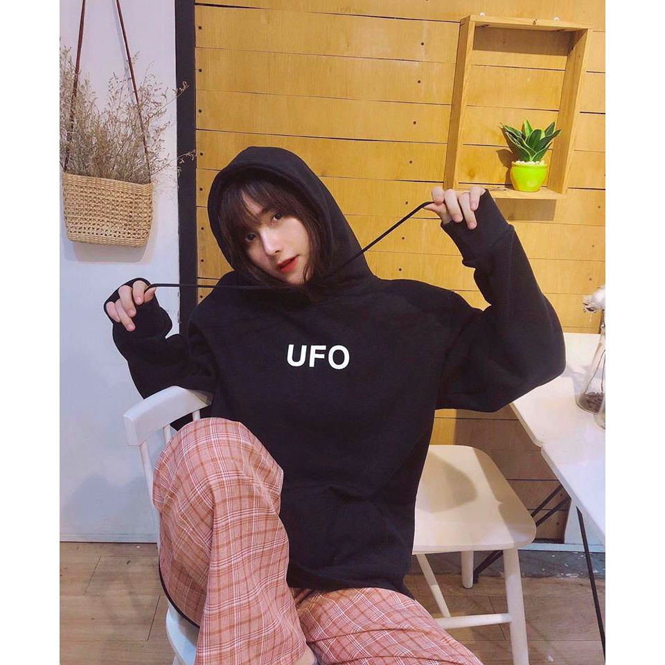 ❤ Xưởng May Giá Sỉ ✨  Áo Hoodie Nỉ Ngoại Ufo Đen Trắng Oversize - Áo Nỉ Mũ Tàu Bay Vũ Trụ 2 Màu Ulzzang