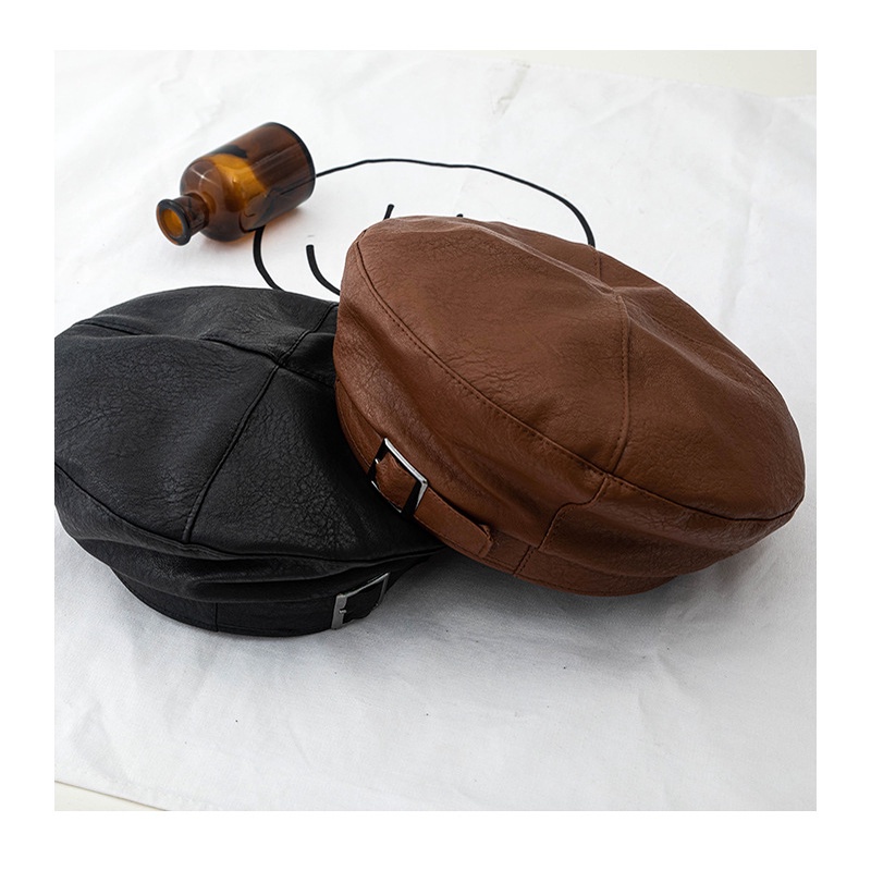 Nón da beret Mũ da nồi bóng Họa sĩ Thiết kế Retro Phong cách Cổ điển Ulzzang Hàn Quốc
