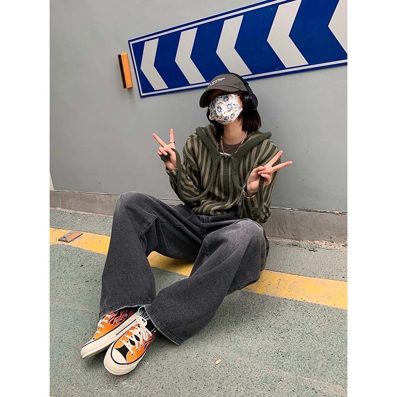 Áo Sweater Có Mũ Trùm Dáng Rộng Họa Tiết Kẻ Sọc Dọc Phong Cách Hàn Quốc Thời Trang Xuân Thu 2022 Mới Cho Bạn Gái