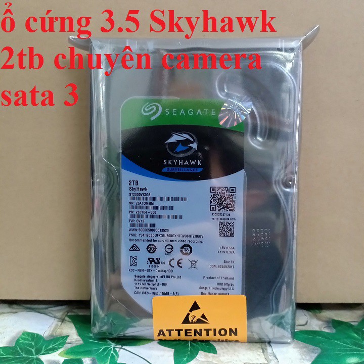 [Mã ELCLMAY giảm 7% đơn 500K] Ổ cứng HDD 3.5 Seagate Skyhawk 2TB Sata 3 7200 dòng | WebRaoVat - webraovat.net.vn