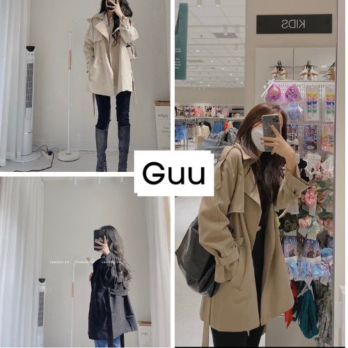 Áo khoác ngoài kèm dây đai lưng sang xịn thời trang thu đông nữ GUU