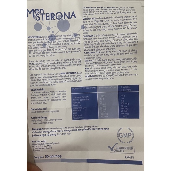 Men sterona  đồ uống cho nam giới
