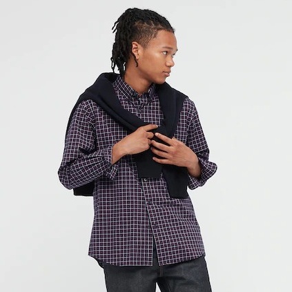 [Auth Uniqlo] Áo Sơ Mi Kẻ Sọc Cotton Mịn Dài Tay Nam Uniqlo - Nhật Bản