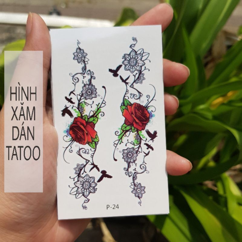 Hình xăm hoa văn p24. Xăm dán tatoo mini tạm thời, size &lt;10x6cm