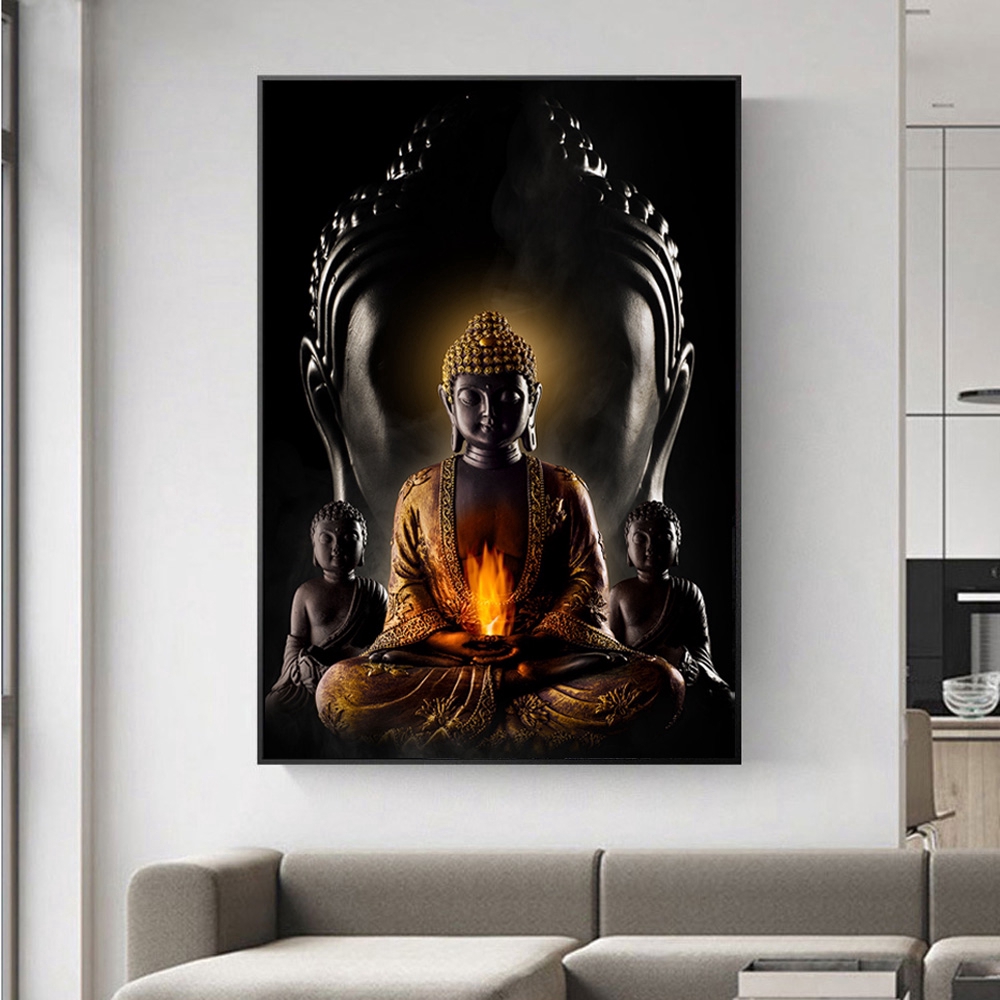 Tranh canvas treo tường trang trí hình tượng phật cho phòng khách