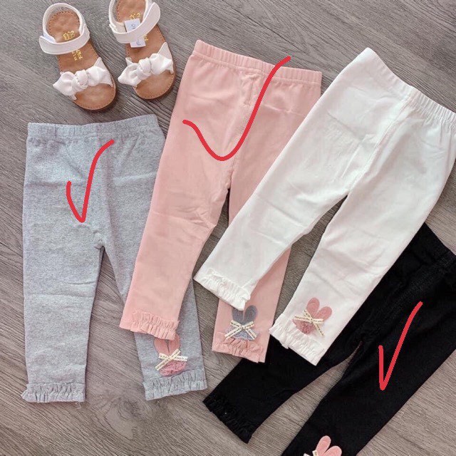 Quần bé gái- Quần legging họa tiết thỏ và ren gấu quần   siêu xinh hot 2022