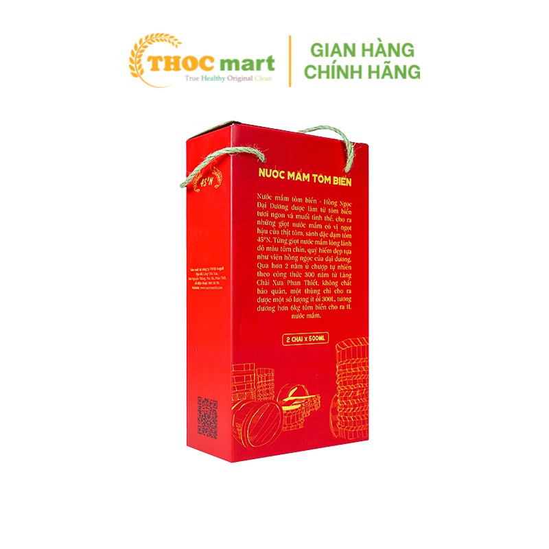 Nước mắm Tĩn Tôm Biển Hồng Ngọc Đại Dương 45 độ N đặc sản Phan Thiết chai thủy tinh 500ml