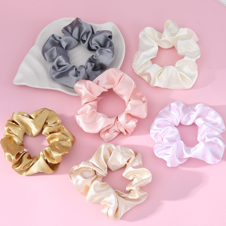 Scrunchies Lụa bóng Vintage - Dây Buộc tóc/ Dây cột tóc phong cách Hàn Quốc Molangshop