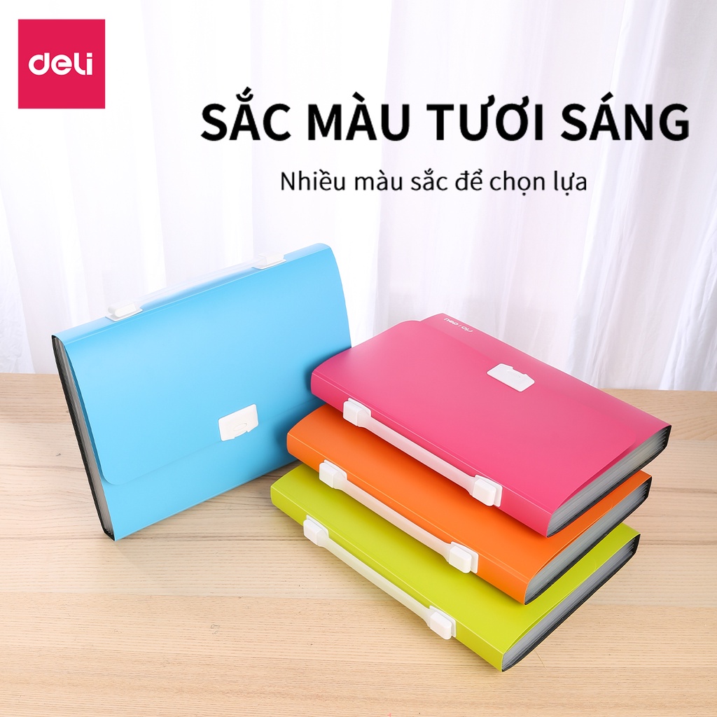 [LIFEMC02BPABAU -10% đơn 250K] Cặp A4 Nhựa 6 Ngăn Phân Trang Deli - 38125