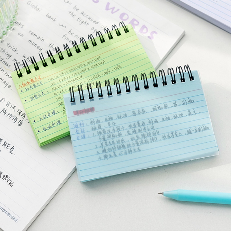 JS 50PCS Index Cards Ruled Flash Cards With Double Covers Record Revision Note Paper With Spiral 5x3 Inches