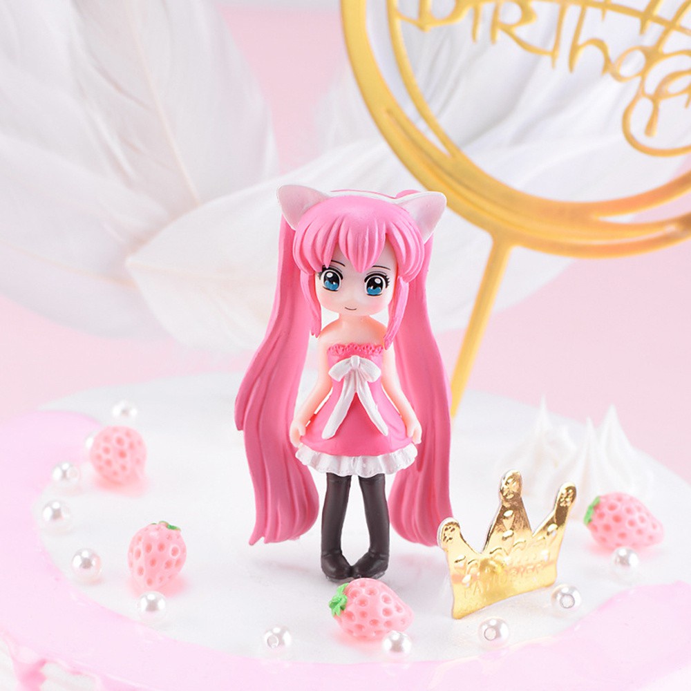 AARON1 Anime Beauty Figurine Long Hair Ornament Cake Decoration Home Decor Cartoon Doll Kids Gifts Garden Miniatures