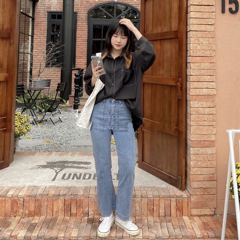 [ Mã WASTRUN4 giảm 10% tối đa 30K đơn 99K] Áo Sơ Mi Nữ Đẹp Trắng, Đen Viền Chỉ Form Rộng Kiểu Hàn Quốc LAVUSA | BigBuy360 - bigbuy360.vn