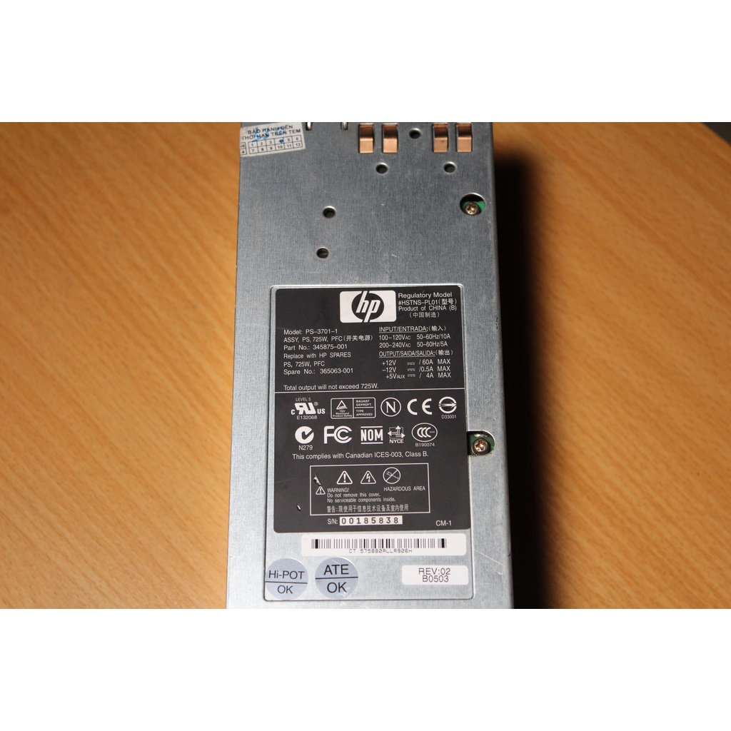 Nguồn server, máy tính 12V 60A  HP PS-3701-1 725W