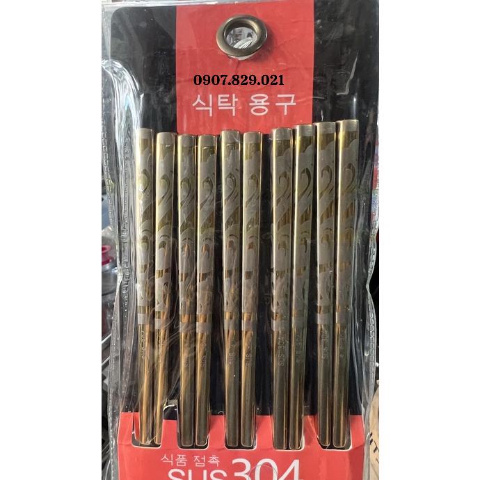 Bộ 5 Đôi Đũa INOX 304 HÀN QUỐC - Hàng CAO CẤP