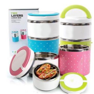 Linhngothoptd Cặp lồng đựng cơm chấm bi ruột inox JC125 Ma20s