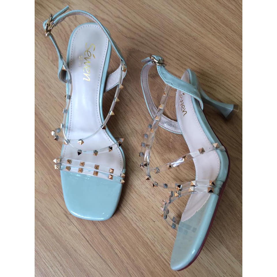 THANH LÝ G269 Giầy Sandal Xăng đan xanh phối đinh Size 35.5