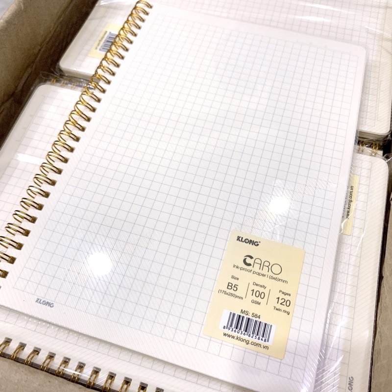 Sổ Caro lò xo B5 120 trang dày 100GSM KLONG 584