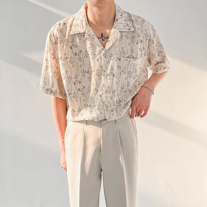 áo đi biển nam cuban shirt áo sơ mi tay ngắn họa tiết hoa thời trang phong cách hàn cho không nhăn sơ mi hawaii