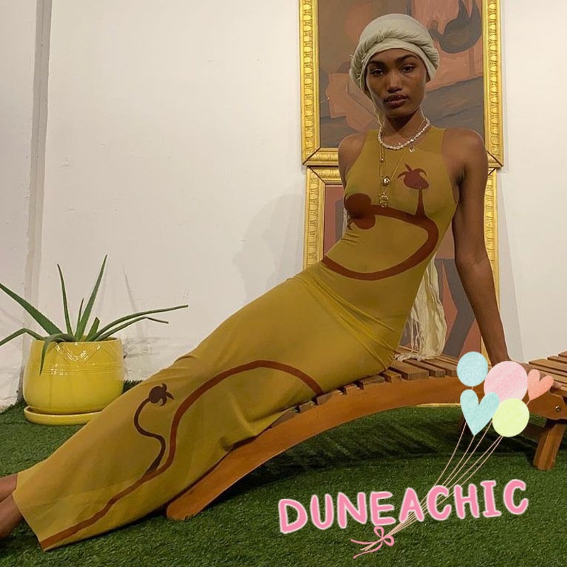 DUNEA Đầm phối lưới xuyên thấu thời trang dành cho nữ