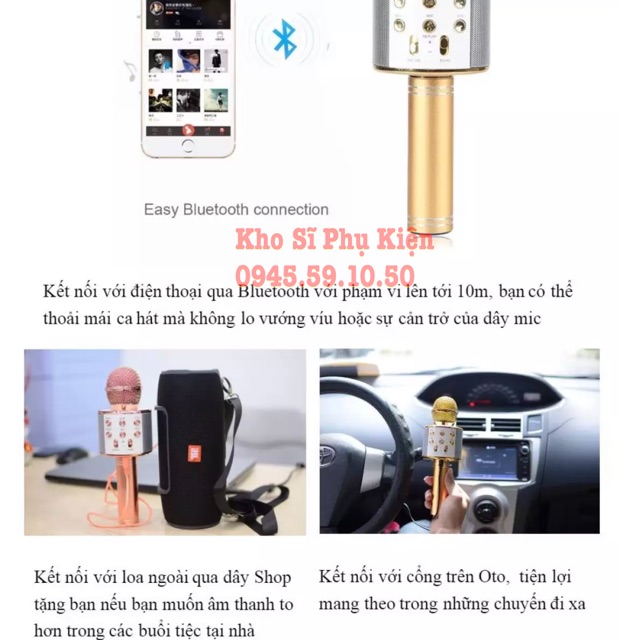 [RẺ VÔ ĐỊCH] Micro Không Dây Tiện Dụng Chất Lượng Cao WS-858 kết nối Bluetooth-Micro Bluetooth WS-858 jack 3.5mm cho loa